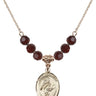 Saint Sebastian Birthstone Necklace | 3/4 inch | 6mm Beads  Garnet 14kt Gold Filled