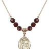 Saint Sebastian Birthstone Necklace | 3/4 inch | 6mm Beads  Garnet 14kt Gold Filled