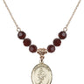 Saint Sebastian Birthstone Necklace | 3/4 inch | 6mm Beads  Garnet 14kt Gold Filled