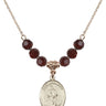 Saint Sebastian Birthstone Necklace | 3/4 inch | 6mm Beads  Garnet 14kt Gold Filled