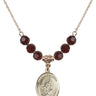 Saint Sebastian Birthstone Necklace | 3/4 inch | 6mm Beads  Garnet 14kt Gold Filled