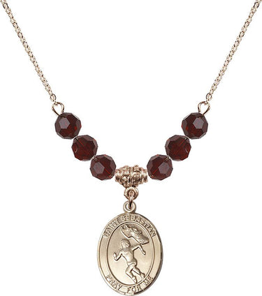 Saint Sebastian Track & Field Women Birthstone Necklace | 3/4 inch