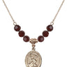 Saint Sebastian Birthstone Necklace | 3/4 inch | 6mm Beads  Garnet 14kt Gold Filled