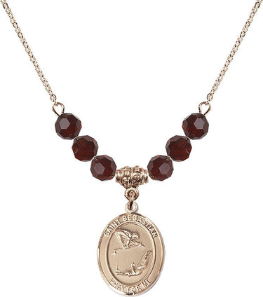 Saint Sebastian Gymnastics Birthstone Necklace | 3/4 inch | 6mm Beads