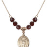 Saint Sebastian Cross Birthstone Necklace | 3/4 inch | 6mm Beads  Garnet 14kt Gold Filled