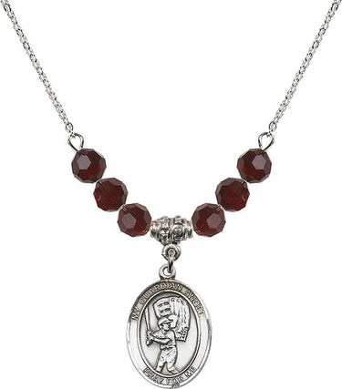 Guardian Angel Baseball Birthstone Necklace | 3/4 inch | 6mm Beads
