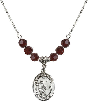 Guardian Angel Soccer Birthstone Necklace | 3/4 inch | 6mm Beads