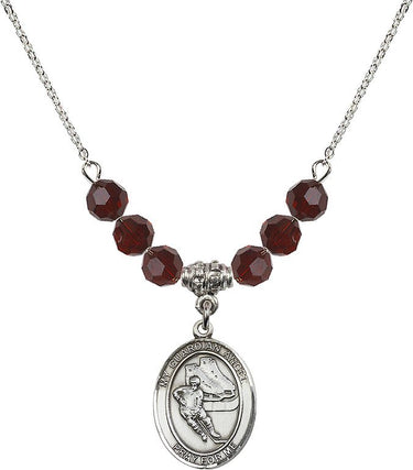 Guardian Angel Hockey Birthstone Necklace | 3/4 inch | 6mm Beads