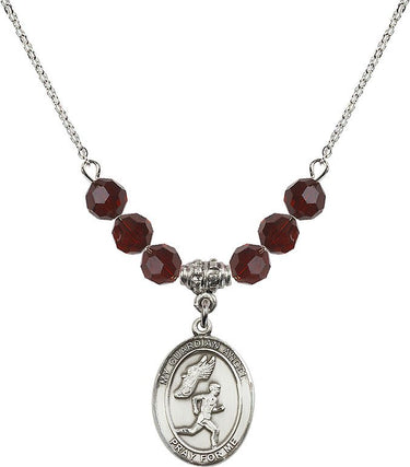 Guardian Angel Track & Field Men Birthstone Necklace | 3/4 inch