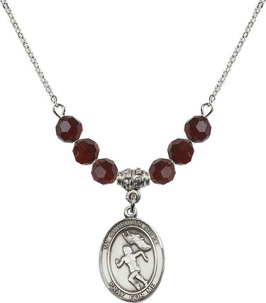 Guardian Angel Track & Field Women Birthstone Necklace | 3/4 inch