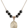 Saint Gerard Majella Birthstone Necklace | 3/4 inch | 6mm Beads  Jet 14kt Gold Filled