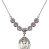 Saint Francis of Assisi Birthstone Necklace | 3/4 inch | 6mm Beads  Light Amethyst Sterling Silver