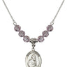 Saint Peter the Apostle Birthstone Necklace | 3/4 inch | 6mm Beads  Light Amethyst Sterling Silver