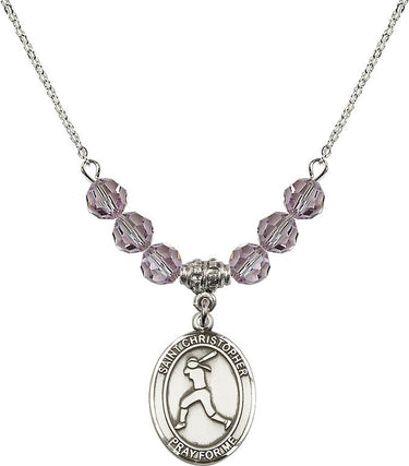 Collar de softbol con piedra natal de San Cristóbal | 3/4 pulgada | Cuentas de 6 mm | N30-8145