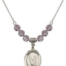 Saint Sebastian Birthstone Necklace | 3/4 inch | 6mm Beads  Light Amethyst Sterling Silver