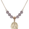 Saint Nino de Atocha Birthstone Necklace | 3/4 inch | 6mm Beads  Light Amethyst 14kt Gold Filled