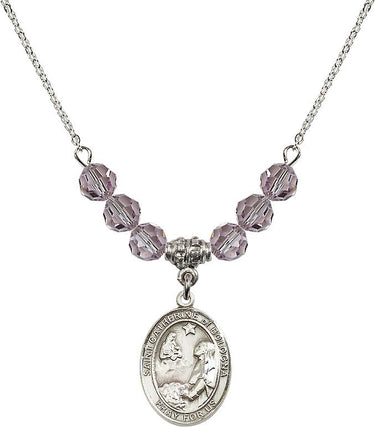 Collar de Santa Catalina de Bolonia con piedra natal | 1,9 cm | Cuentas de 6 mm