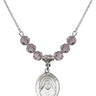 Saint Alphonsa of India Birthstone Necklace | 3/4 inch | 6mm Beads  Light Amethyst Sterling Silver