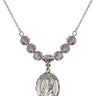 Saint Lucy Birthstone Necklace | 3/4 inch | 6mm Beads  Light Amethyst Sterling Silver
