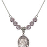 Saint Jadwiga of Poland Birthstone Necklace | 3/4 inch | 6mm Beads  Light Amethyst Sterling Silver