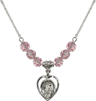 Guardian Angel Birthstone Necklace | 5/8 inch | 6mm Beads