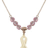 Saint Christopher Birthstone Necklace | 7/8 inch | 6mm Beads  Light Rose 14kt Gold Filled