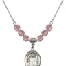 Saint Edith Stein Birthstone Necklace | 3/4 inch | 6mm Beads  Light Rose Sterling Silver
