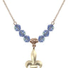 Fleur de Lis Birthstone Necklace | 3/4 inch | 6mm Beads  Light Sapphire 14kt Gold Filled