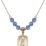 Saint Christopher Birthstone Necklace | 3/4 inch | 6mm Beads  Light Sapphire 14kt Gold Filled