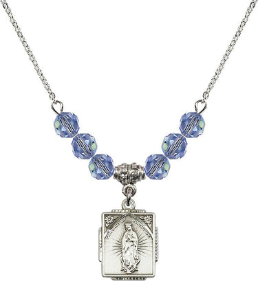 Collar de la Virgen de Guadalupe con piedra natal | 1,5 cm | N30-0804F