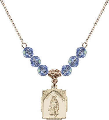 Saint Peregrine Peregrine Birthstone Necklace | 3/4 inch | 6mm Beads