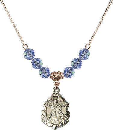 Sterling Divine Mercy Birthstone Necklace | 3/4 inch | 6mm Beads