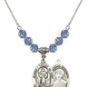 Divine Mercy Birthstone Necklace | 7/8 inch | 6mm Beads  Light Sapphire Sterling Silver