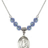 Saint Dominic de Guzman Birthstone Necklace | 3/4 inch | 6mm Beads  Light Sapphire Sterling Silver