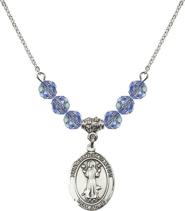 Collar con piedra natal de San Francisco de Asís | 1,9 cm | Cuentas de 6 mm
