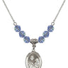 Saint Margaret Mary Alacoque Birthstone Necklace | 3/4 inch  Light Sapphire Sterling Silver