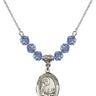 Saint Bonaventure Birthstone Necklace | 3/4 inch | 6mm Beads  Light Sapphire Sterling Silver