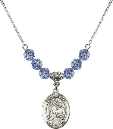 Saint Raphael the Archangel Birthstone Necklace | 3/4 inch | 6mm Beads