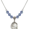 Saint Veronica Birthstone Necklace | 3/4 inch | 6mm Beads  Light Sapphire Sterling Silver