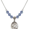 Saint Agnes of Rome Birthstone Necklace | 3/4 inch | 6mm Beads  Light Sapphire Sterling Silver