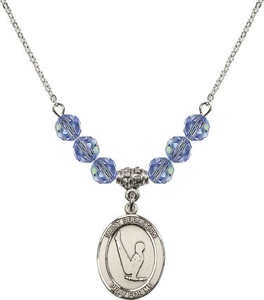 Collar de gimnasia con piedra natal de San Sebastián | 1,9 cm | Cuentas de 6 mm