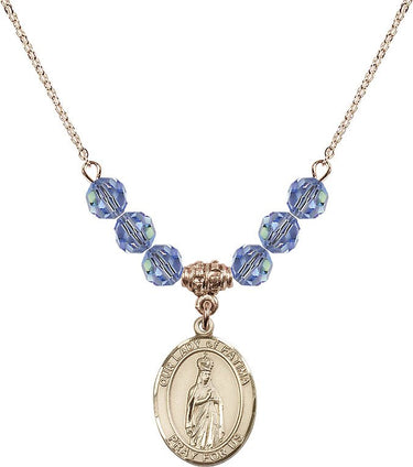 Collar de Nuestra Señora de Fátima con Piedra de Nacimiento | 1,9 cm | Cuentas de 6 mm
