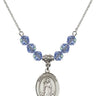 Saint Barnabas Birthstone Necklace | 3/4 inch | 6mm Beads  Light Sapphire Sterling Silver