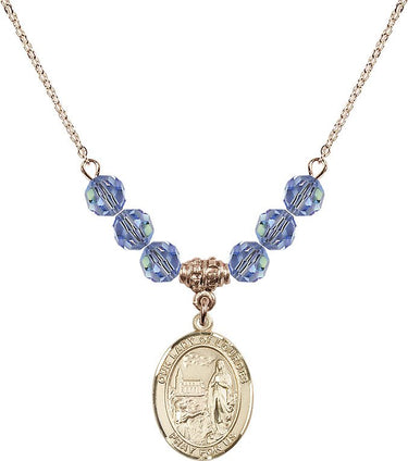 Our Lady of Lourdes Birthstone Necklace | 3/4 inch | 6mm Beads