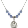 Saint Bernadine of Sienna Birthstone Necklace | 3/4 inch | 6mm Beads  Light Sapphire Sterling Silver