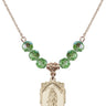 Saint Peregrine Birthstone Necklace | 3/4 inch | 6mm Beads  Peridot 14kt Gold Filled