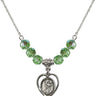 Saint Christopher Birthstone Necklace | 5/8 inch | 6mm Beads  Peridot Sterling Silver