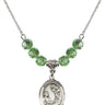 Saint Cecilia Birthstone Necklace | 3/4 inch | 6mm Beads  Peridot Sterling Silver