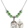 Saint Camillus of Lellis Birthstone Necklace | 3/4 inch | 6mm Beads  Peridot Sterling Silver