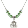Saint David of Wales Birthstone Necklace | 3/4 inch | 6mm Beads  Peridot Sterling Silver